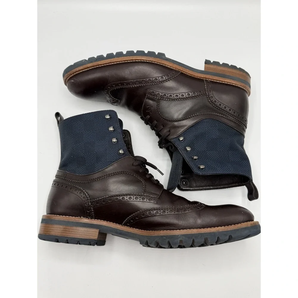 Louis Vuitton Outland Brogue Boot Brown Damier Canvas Mens Size UK 10.5 /US 11.5